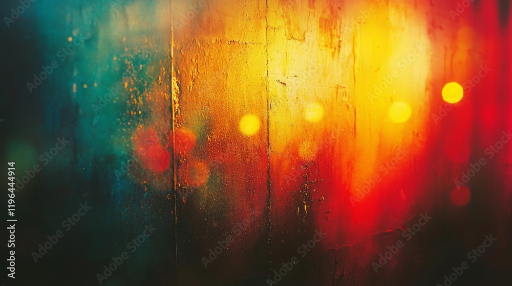 Aufkleber Flashes of vibrant colors merge and swirl, creating an enchanting interplay of light on a dark background. Soft glows and blurred reflections add depth and intrigue to the captivating atmosphere
