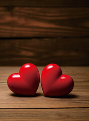 red heart on a wooden background