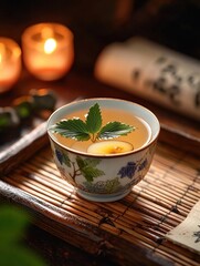 shiso plum cocktail in a porcelain cup chinese drinks