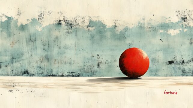 Minimalist Green Fortune modern minimalist card in pale green with a single, bold red character for "fortune". Ample white space below for personalization, on a light wood grain background.