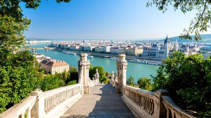 Elevated Cityscape with River View