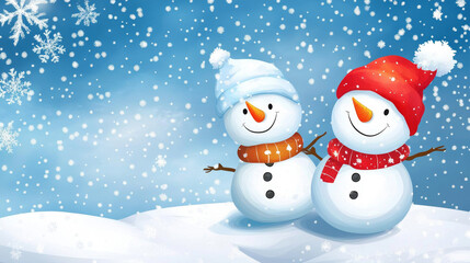 Fototapeta premium snowman in the snow