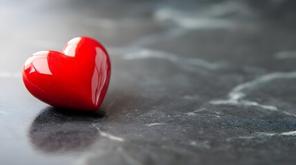 Fototapeta premium Glowing Red Heart on Elegant Black Marble Background
