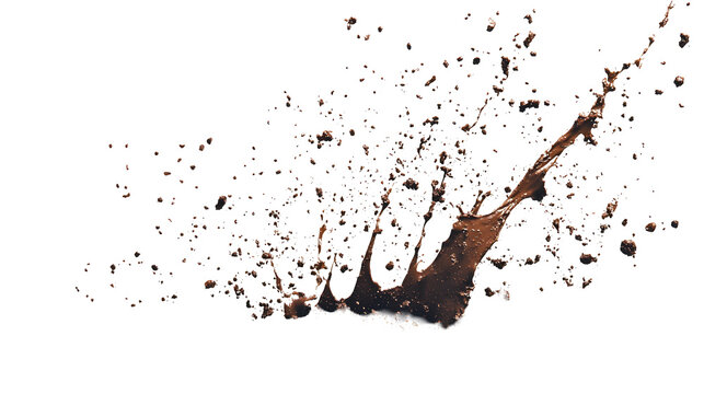 Action splash of dirt isolated on white background stock photo studio environment close-up dirt dynamics