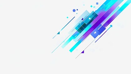 ブルーの斜線、幾何学模様、白背景、シンプル