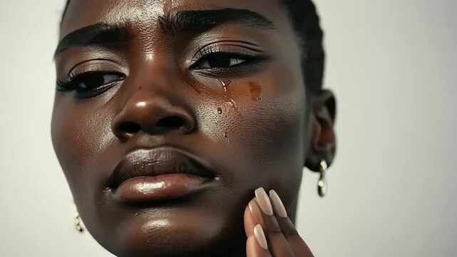 Emotional Portrait of Bigender Person with Tears