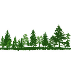 Fototapeta premium Lush green trees silhouette forest landscape artwork nature scene transparent background