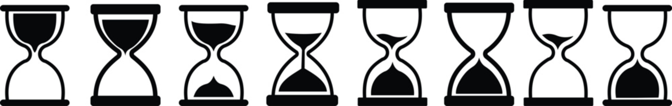 Sand watch icon set . Hourglass symbol. Flat vector graphic design elements, simple standby waiting slow time design pictogram, infographic interface element, used for apps logo web buttons ui ux
