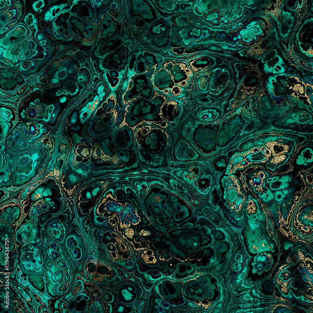 Aufkleber malachite marble texture. fractal digital art background. high resolution. green marble texture with
