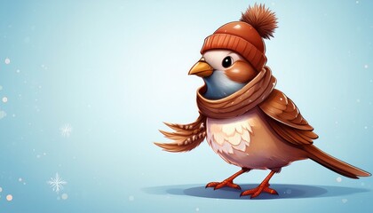 Generated image"Winter Dance: A Sparrow in Stylish Attire with Space for Your Message