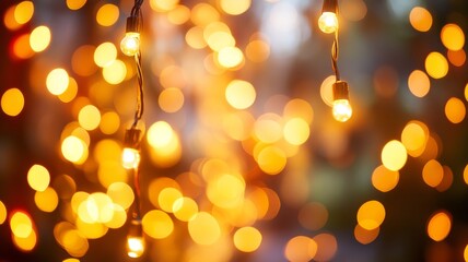 Obraz premium Warm Golden Bokeh Lights Background