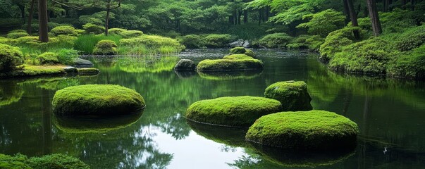 Tranquil reflection of lush greenery serene pond nature photography calm environment scenic view zen concept