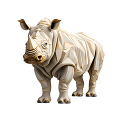 Fototapeta premium Geometric White Rhino. A Stunning Polygonal Animal Sculpture