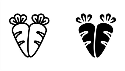 Carrot line icon set. Vegetable food sign. Diet nutrition vector symbol on white background