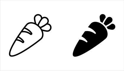 Carrot line icon set. Vegetable food sign. Diet nutrition vector symbol on white background