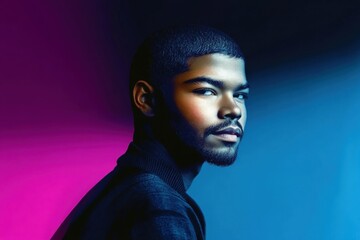 Minimalistic portrait of a man with vibrant gradient lighting