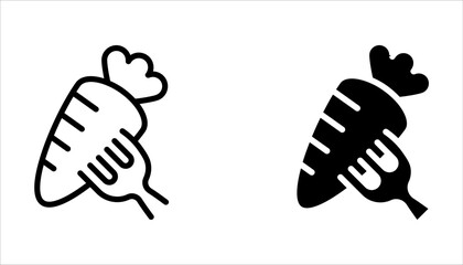 Carrot line icon set. Vegetable food sign. Diet nutrition vector symbol on white background