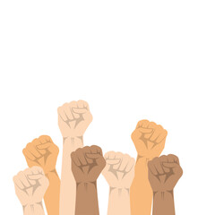 Illustration Hands Raised Stop Racism
