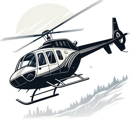 Helicopter is flying, Silhouette Vector Design