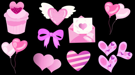 valentine heart set water colour vector
set of pink hearts