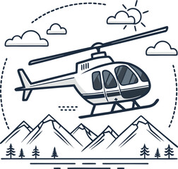 Helicopter is flying, Silhouette Vector Design