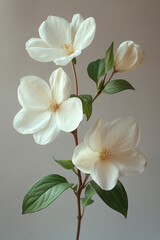 Delicate White Blossoms Gracefully Arranged On Branch