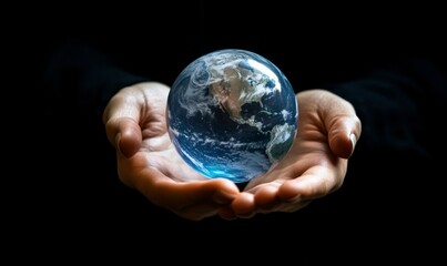 Person holding a globe, Generative AI