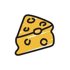 Cheese doodle, hand drawn cheese image. Vector illustration.