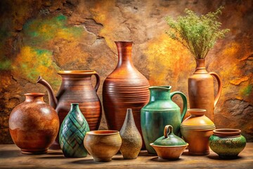 Elegant Ceramic Vases & Clay Jugs: Handmade Pottery Craft Decoration