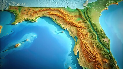 Florida Topographic Relief Map 3D Render - Detailed Elevation Map of the Sunshine State