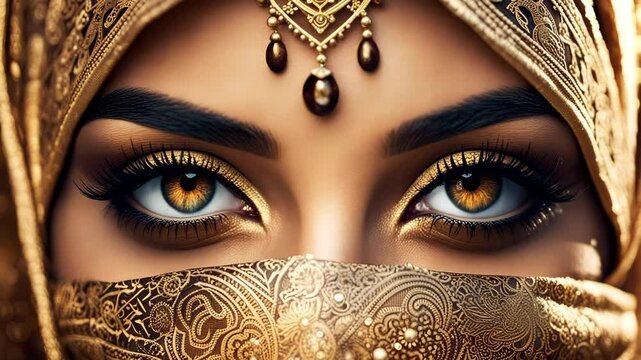 Closeup eyes of muslim woman