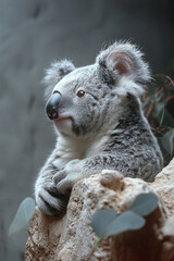 Obraz premium Adorable Koala Bear Resting on a Rock