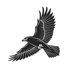 Fototapeta premium black and white vector of a raven in flight perfect for tattoo