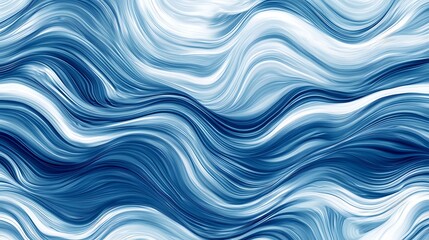 Abstract ocean wave patterns with smooth curves in shades of blue on a white background, designed in a minimalist style. 