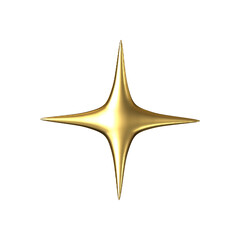 3D Gold Metallic Sparkle Star