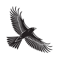 Obraz premium black and white vector of a raven in flight perfect for tattoo