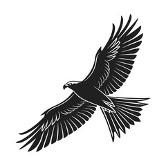 Naklejka premium black and white vector of a raven in flight perfect for tattoo