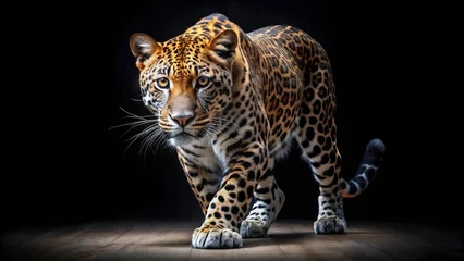 Majestic Leopard: Night Prowler, Big Cat, Black Background, Wild Animal Photography © Caitlin