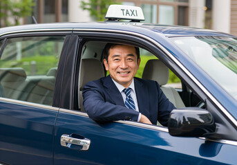 ミドル世代の男性タクシードライバー