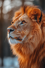 Fototapeta premium Majestic Male Lion Gazing Into The Distance