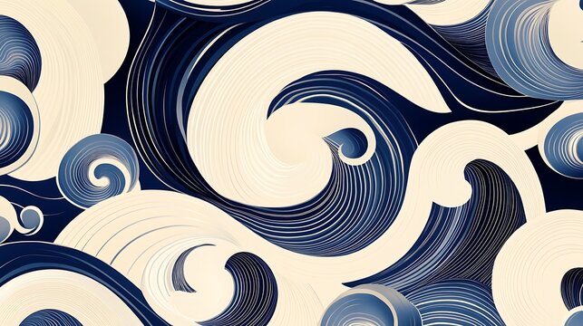 Clean wave-inspired designs featuring continuous curved patterns and symmetrical elements, set on a pristine white background. 