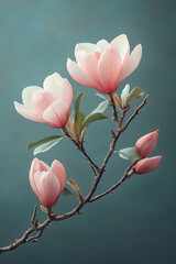 Fototapeta premium Delicate Pink Magnolia Blossoms Branching Out
