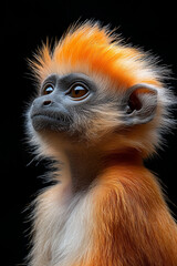 Fototapeta premium Adorable RedHeaded Monkey Gazing Upward