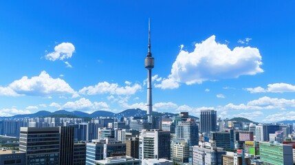 Seoul City Skyline with Tower