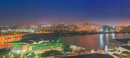 The city skyline and bridges of Wuxi, Jiangsu Province, China, and the scenery of the Taihu Lake Lake will be on July 30, 2024