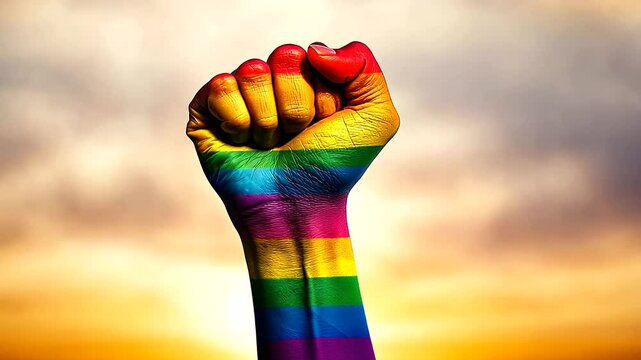 Pride Fist Symbolizing Strength and Solidarity for LGBTQIA Movement