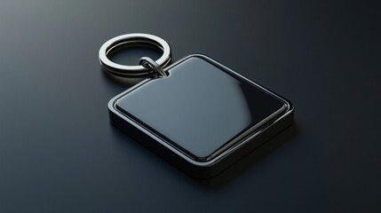 Sleek Black Square Keychain Mockup:  Perfect for Branding and Design