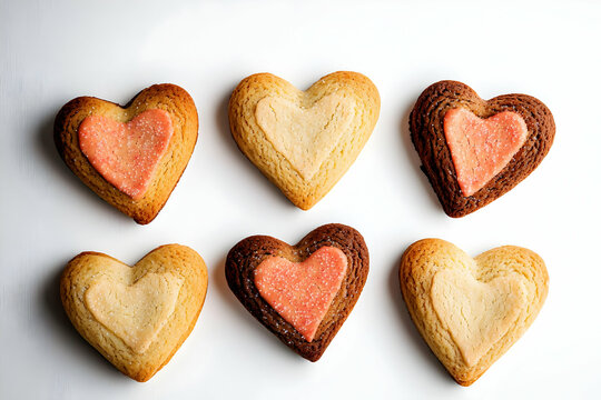 heart shaped cookies on wooden background