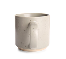 New ceramic mug on white background