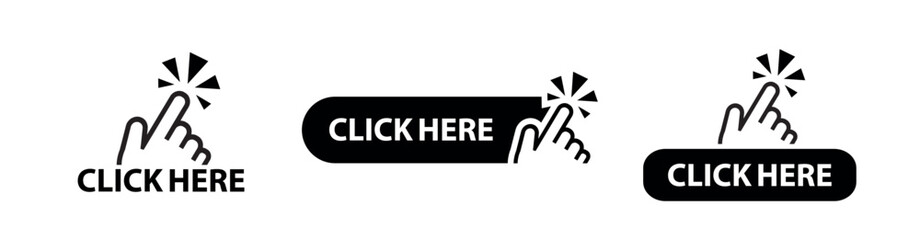 click here sign on white background	